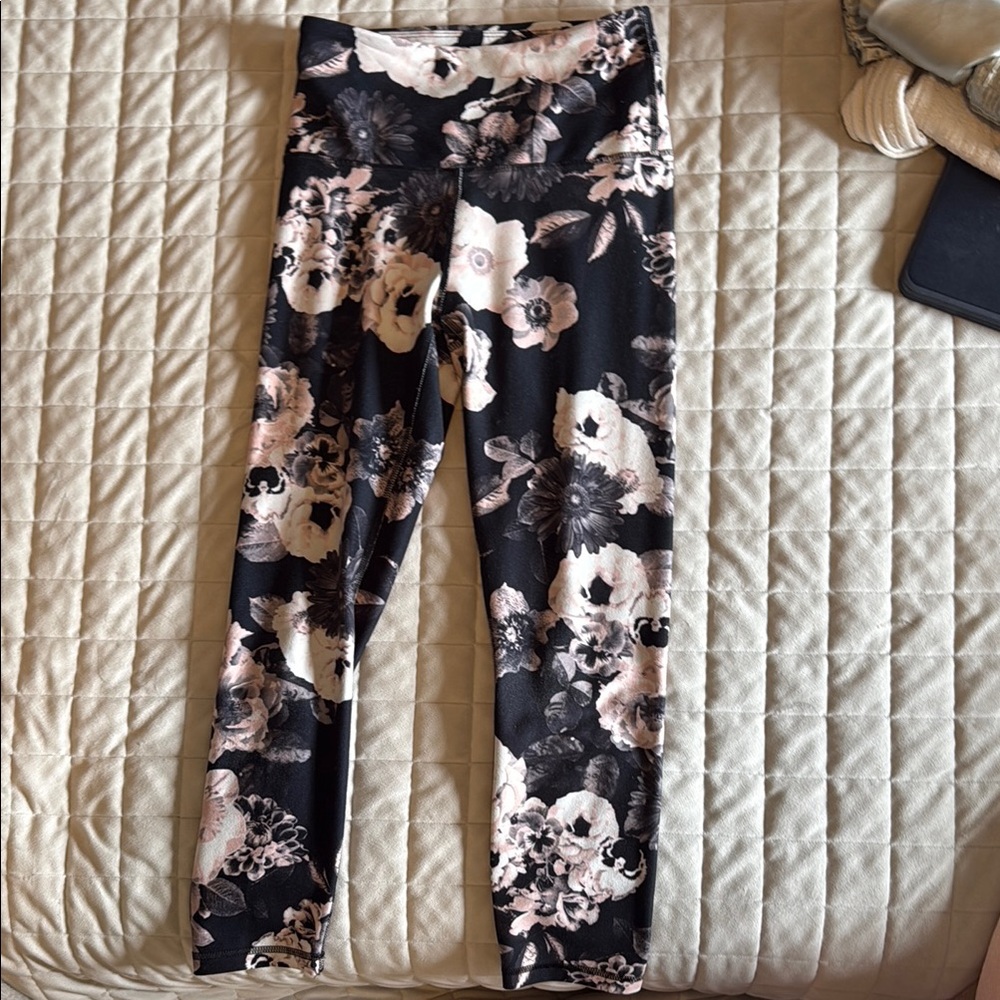 Balance Collection Black and Pink Floral Leggings
